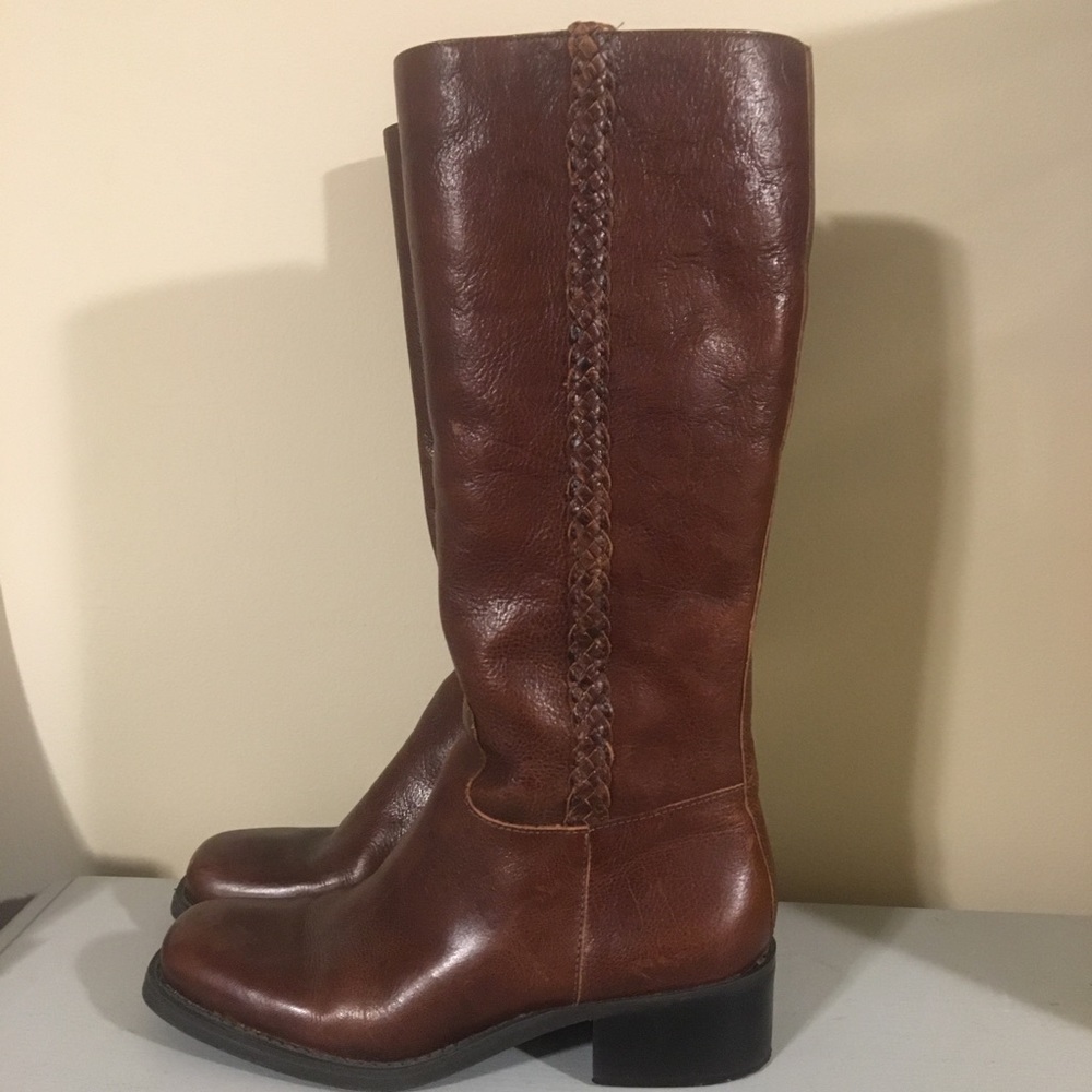 Nicole Tall Brown Leather Boots Size 7M